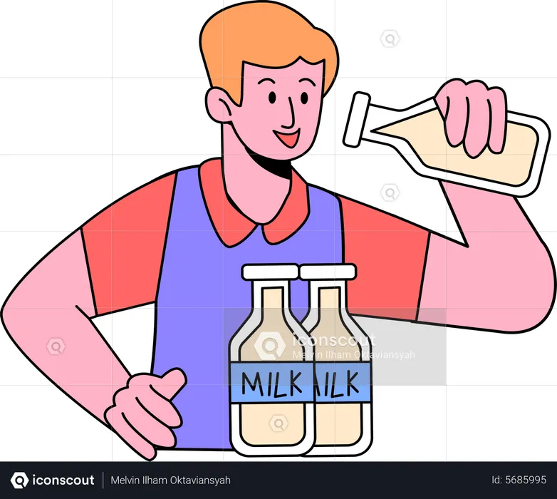 Boy drinking Milk  Illustration