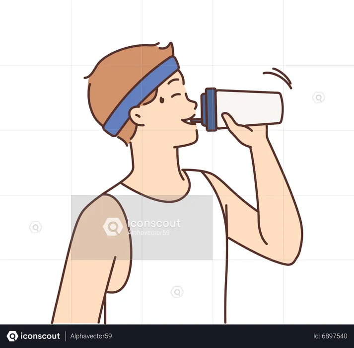 Boy drinking water from sipper  Illustration
