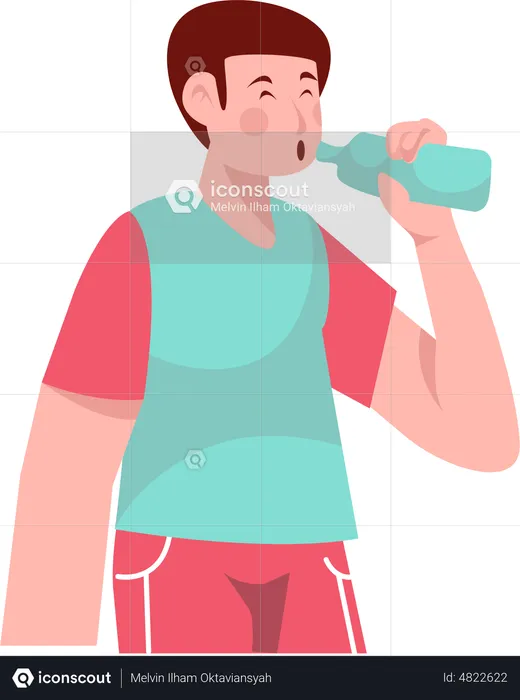 Boy Drinking Water  Illustration