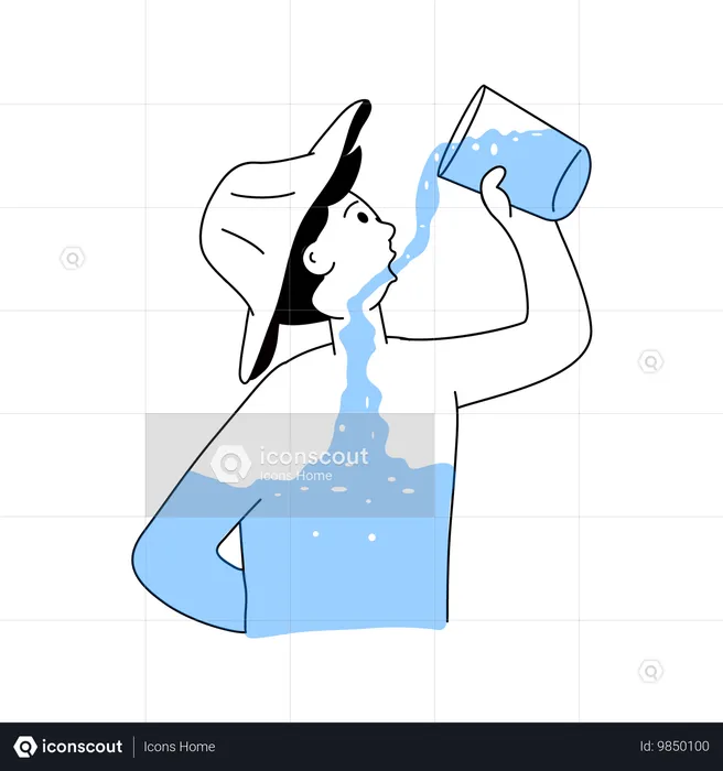 Boy Drinking Water  Illustration