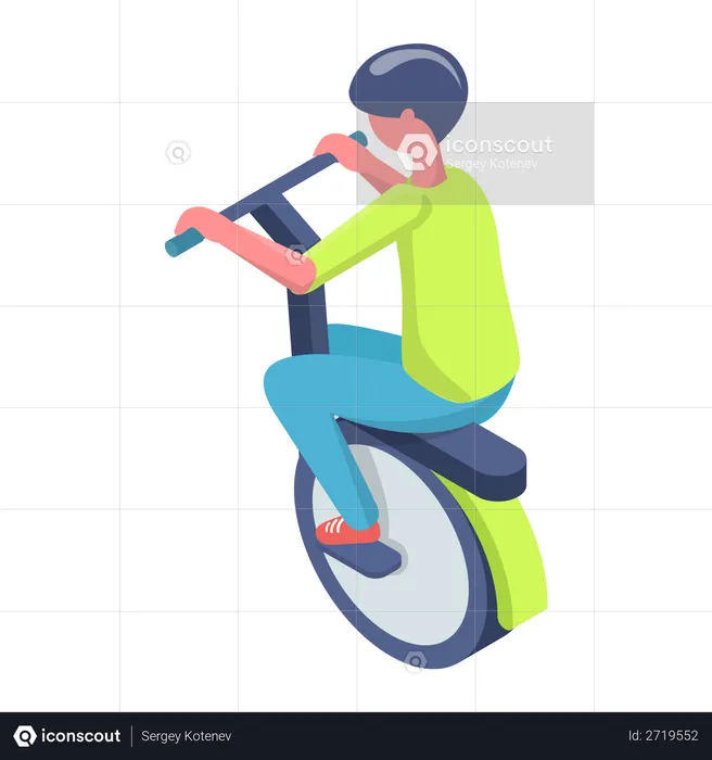 Boy driving electric cycle  Illustration