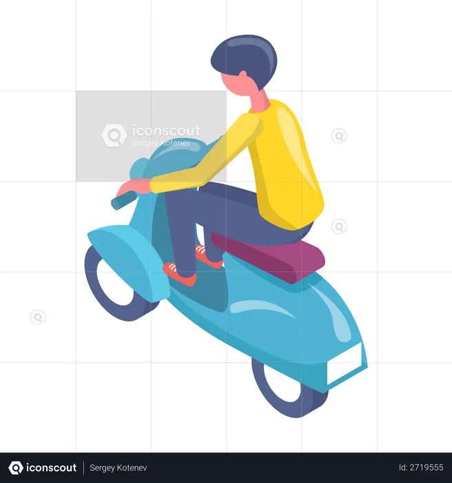 Boy driving electric scooter  Illustration