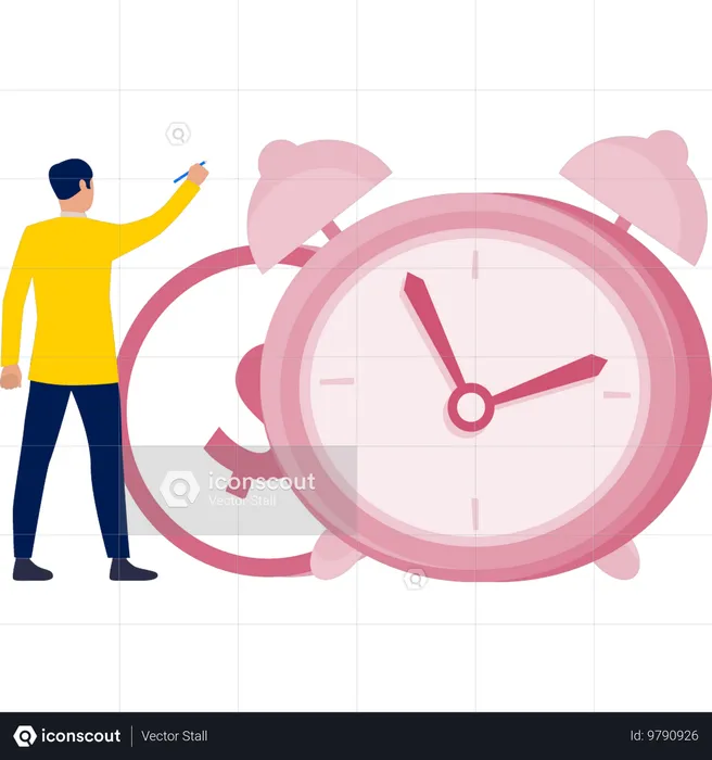 Boy earning by making alarm clock  Illustration