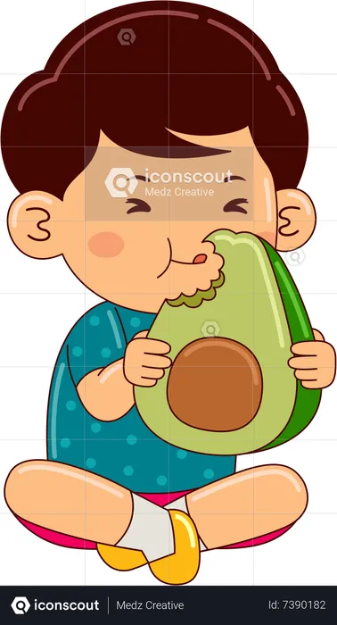 Boy eating avocado  Illustration