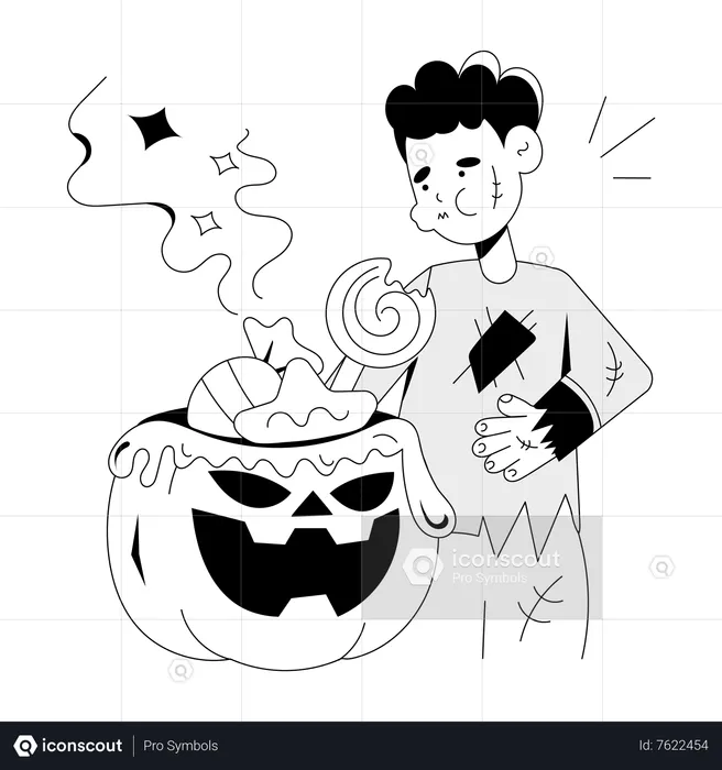 Boy Eating Candies  Illustration