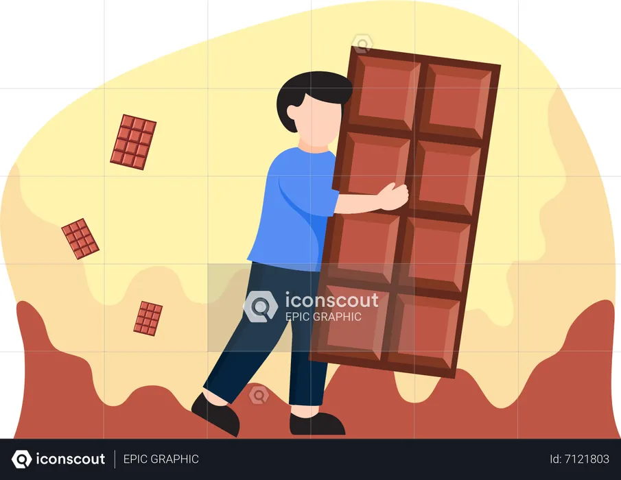 Boy eating chocolate  Illustration