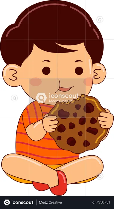 Boy Eating Cookies  Illustration