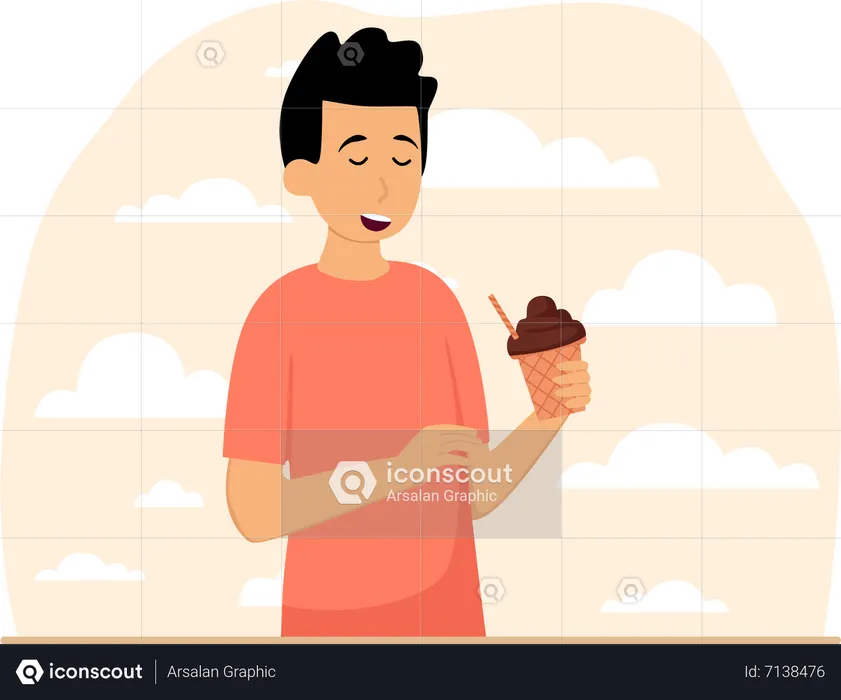 Boy eating ice cream  Illustration