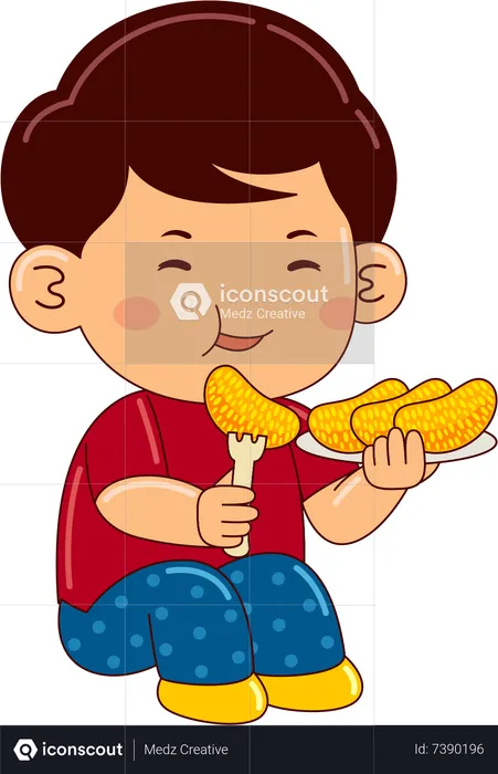 Boy eating orange  Illustration