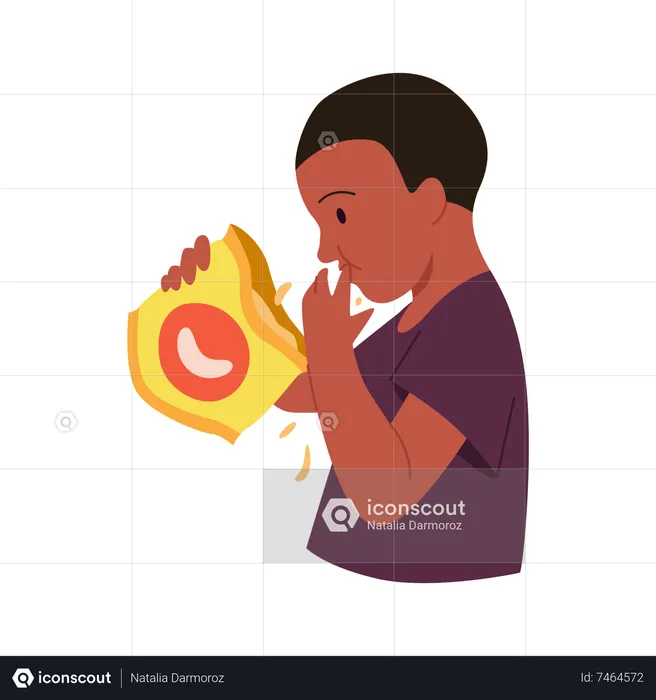 Boy eating patato chips  Illustration