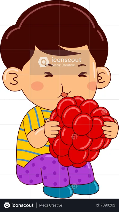 Boy eating raspberry  Illustration