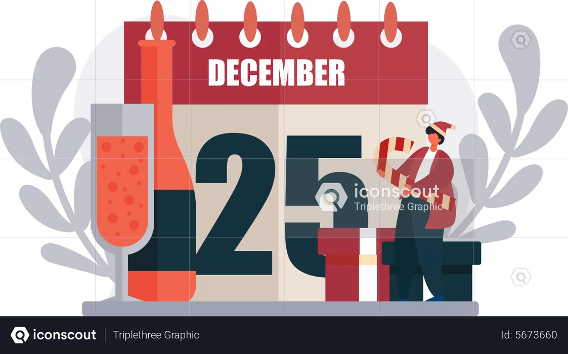 Boy Enjoy Christmas Party  Illustration