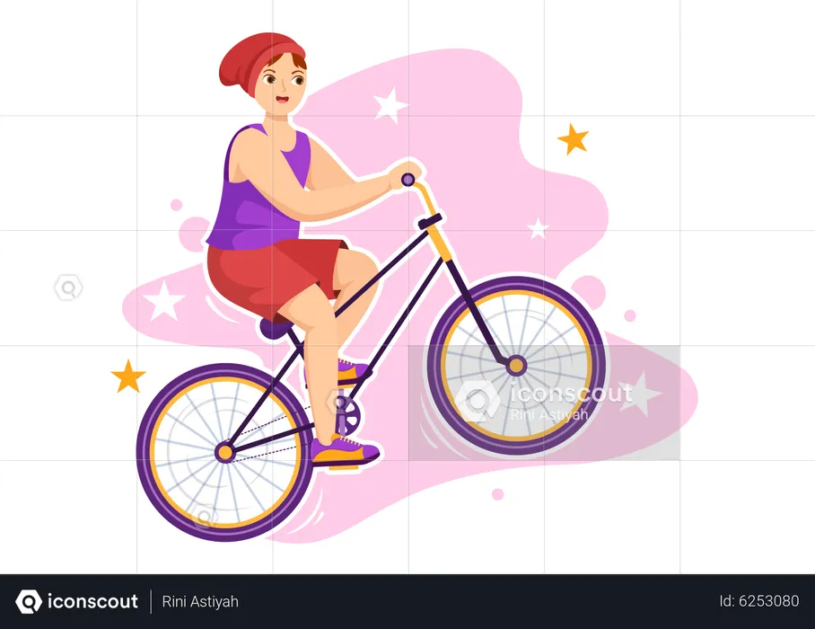 Boy enjoy riding BMX bicycle  Illustration
