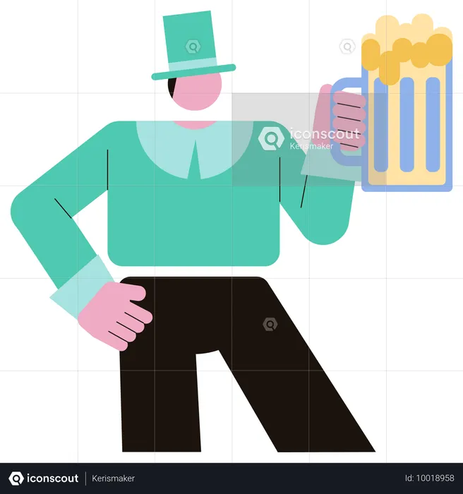 Boy enjoying Beer Party  Illustration