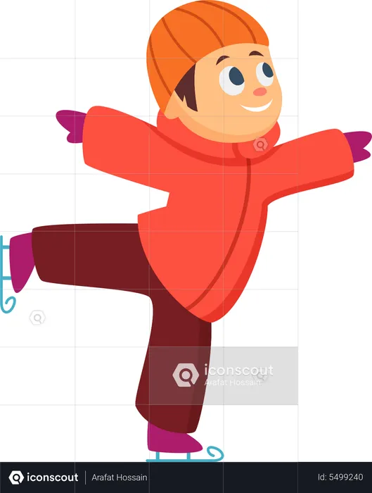 Boy enjoying ice skating  Illustration