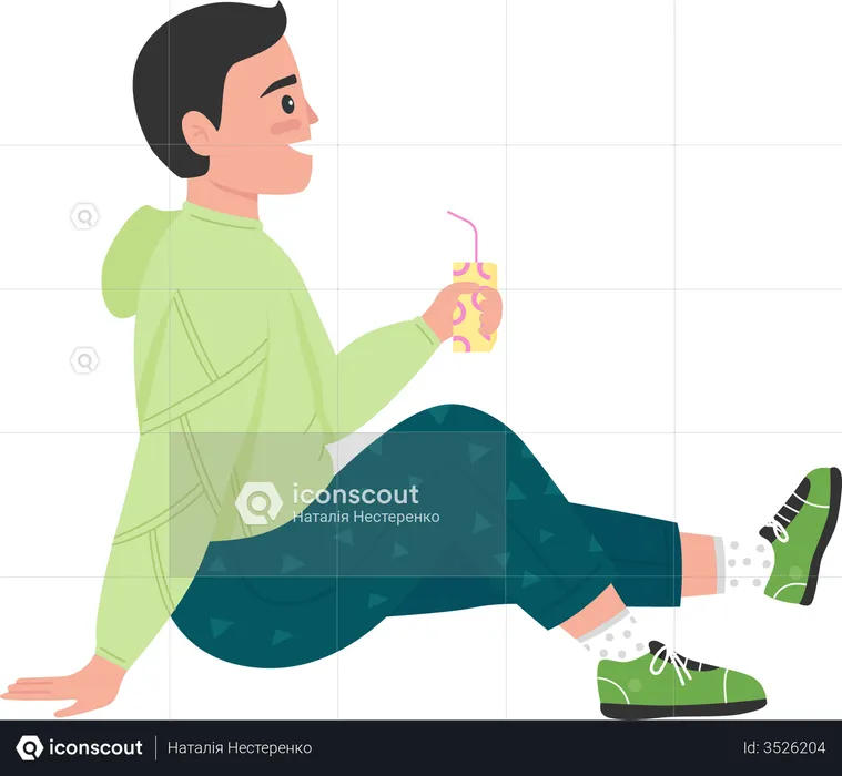 Boy enjoying lemonade drink  Illustration