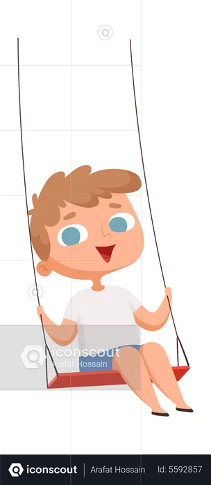 Boy enjoying rope swing  Illustration