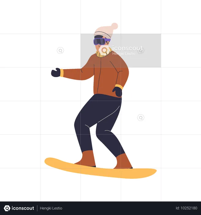 Boy Enjoying snowboard  Illustration