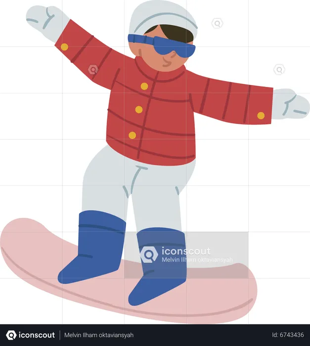 Boy enjoying Snowboard ride  Illustration