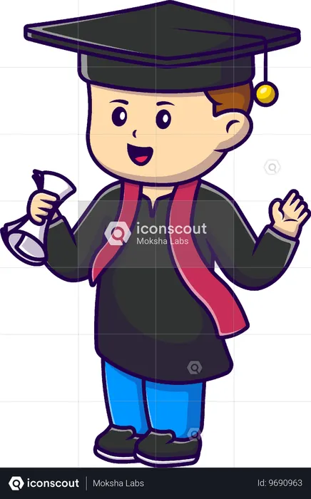 Boy enjoys graduation ceremony  Illustration