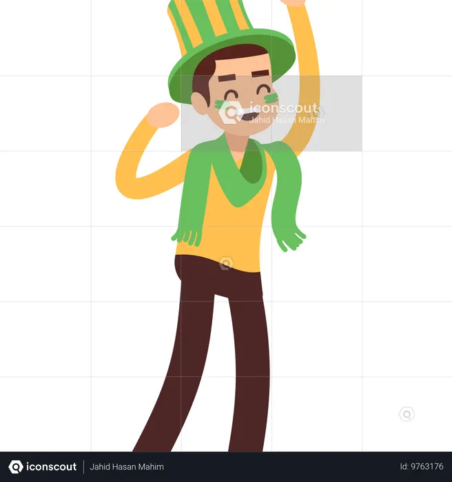 Boy enjoys match in stadium  Illustration