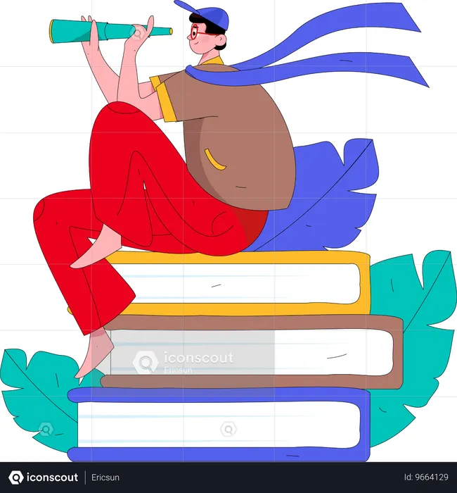 Boy exploring literar  Illustration