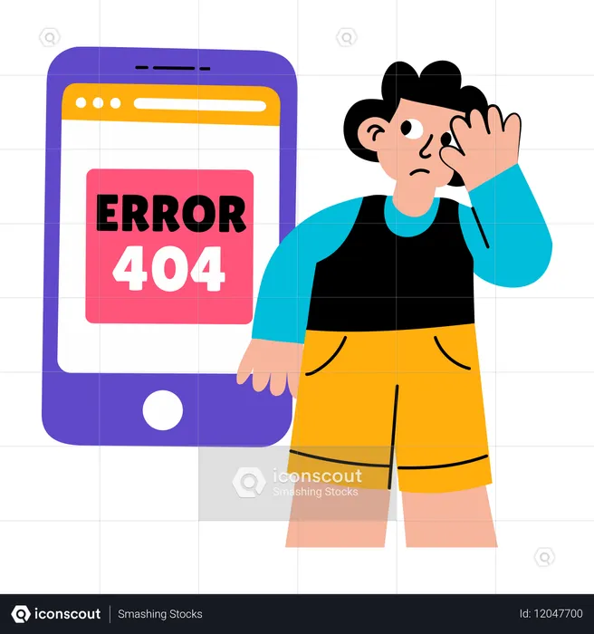 Boy facing phone error  Illustration