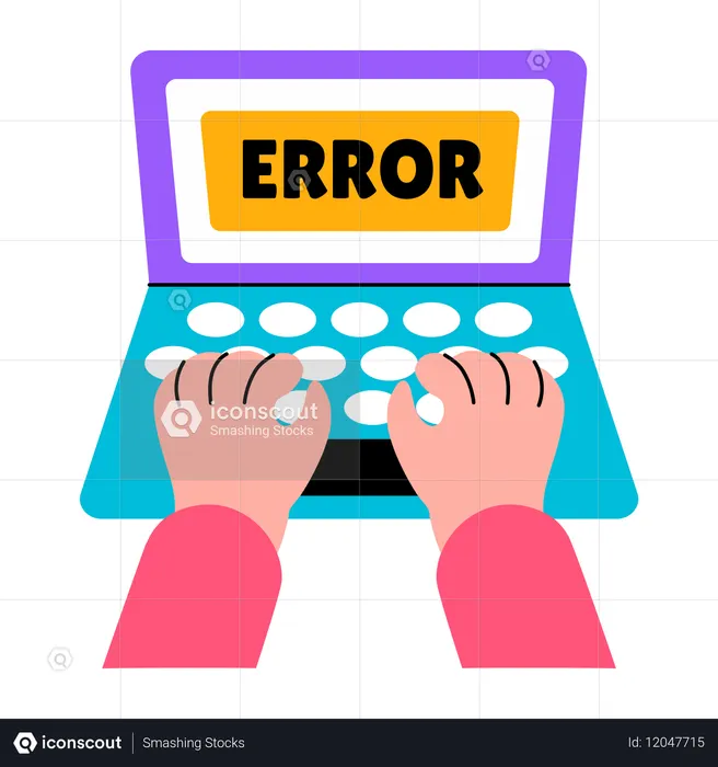 Boy facing typing error  Illustration
