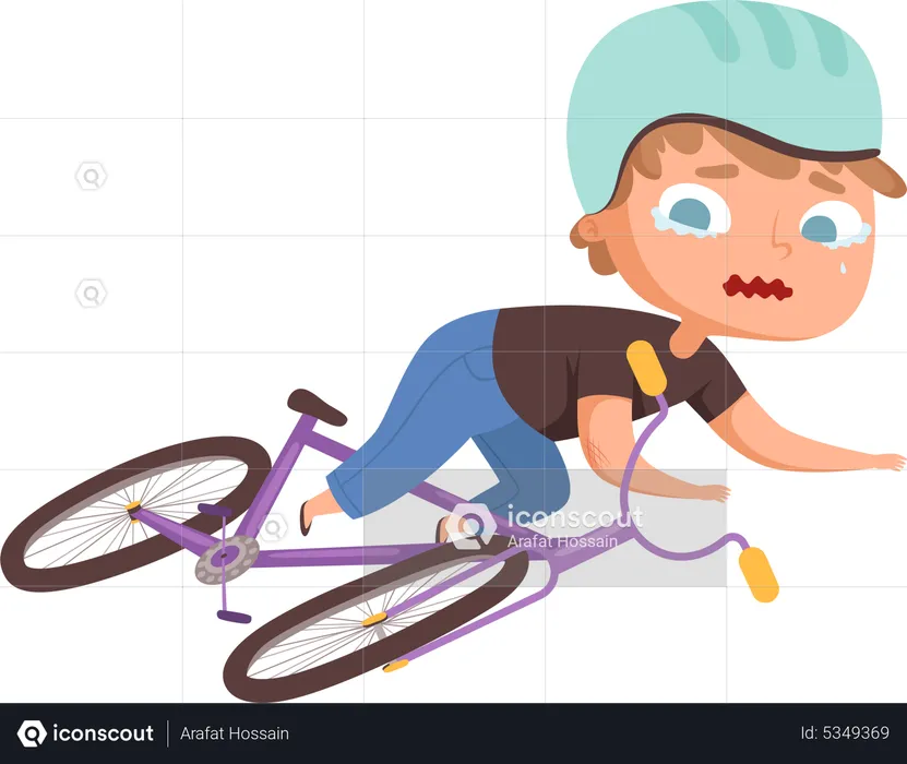 Boy fallen from bicycle  Illustration