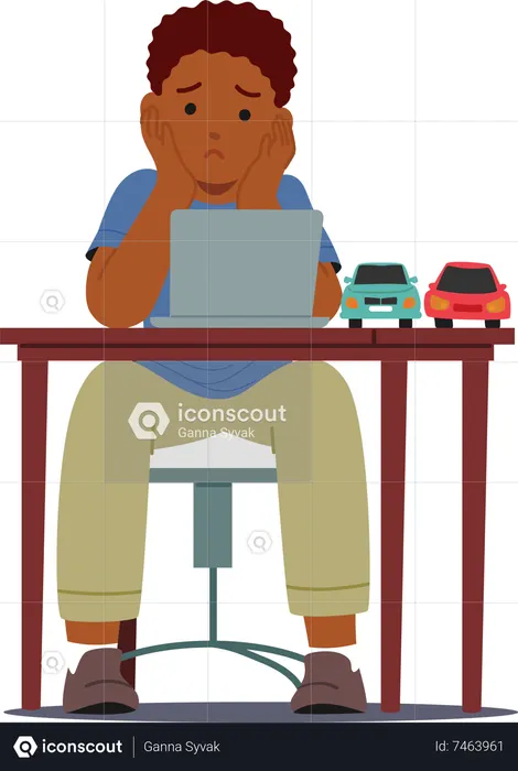Boy feeling bored  Illustration