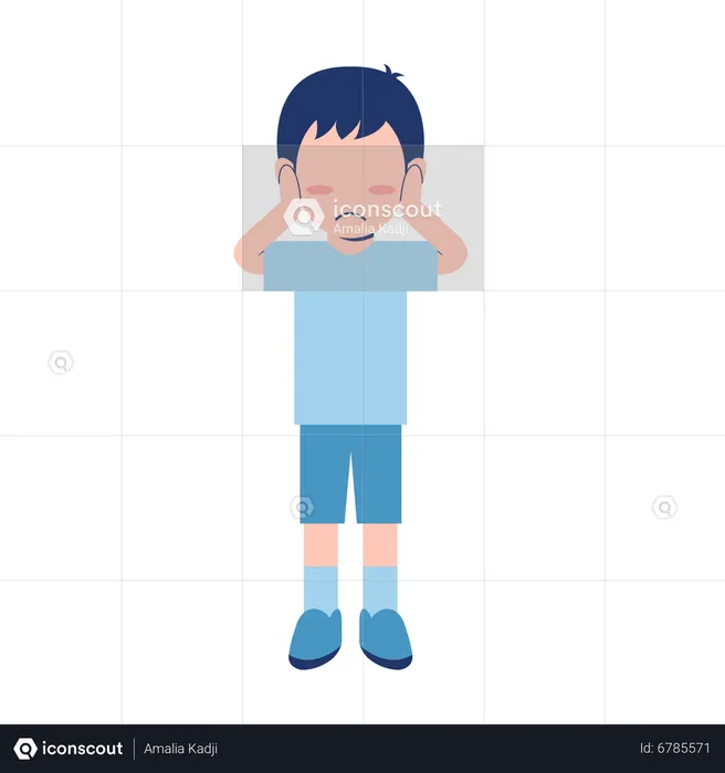 Boy Feeling Sad and put his hands on ears  Illustration