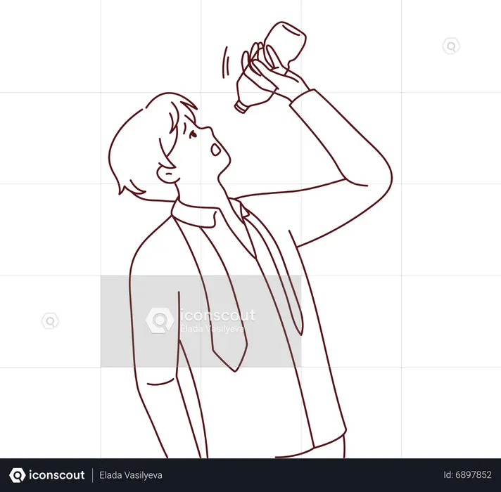 Boy feeling thirsty  Illustration