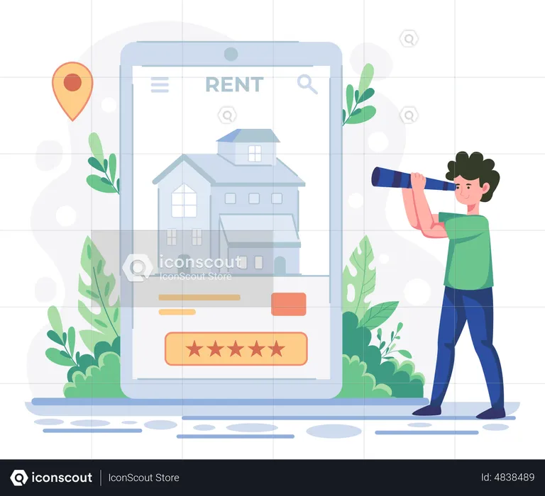 Boy finding house on rent  Illustration