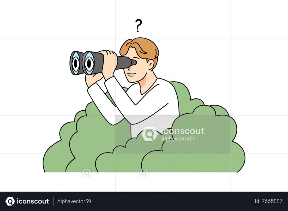 Boy finding something using binocular  Illustration