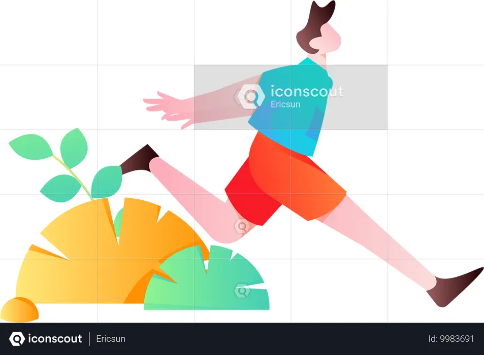 Boy finished running race  Illustration