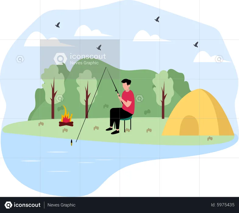 Boy fishing  Illustration