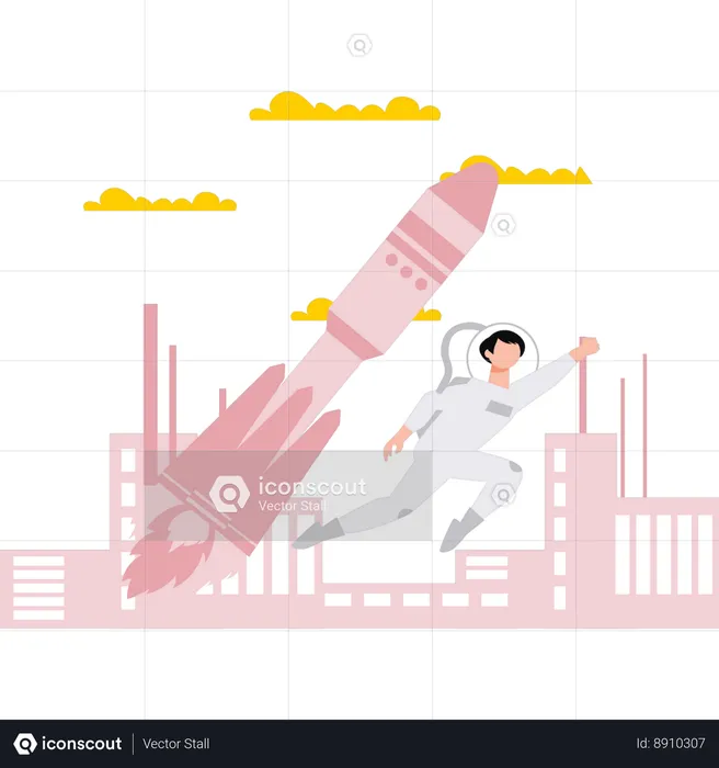 Boy Flying Due To Zero Gravity In Space  Illustration
