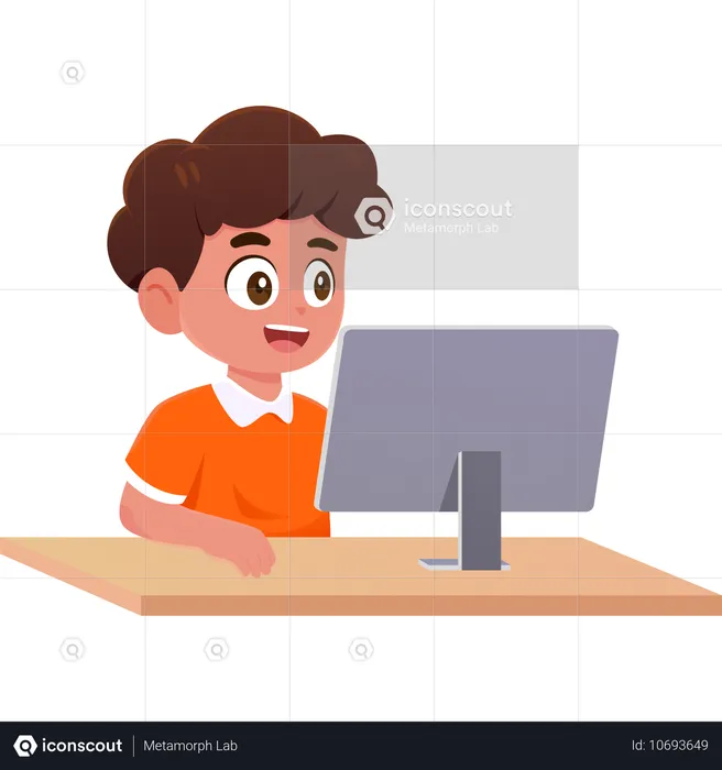 Boy Focused Learner  Illustration