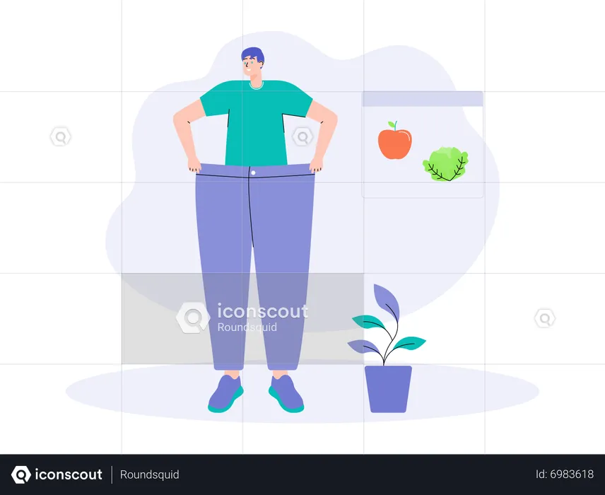 Boy following balanced diet plan  Illustration