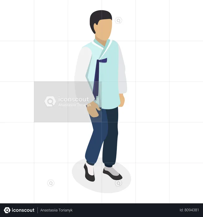 Boy from wearing ethnic clothes of kazakhstan  Illustration