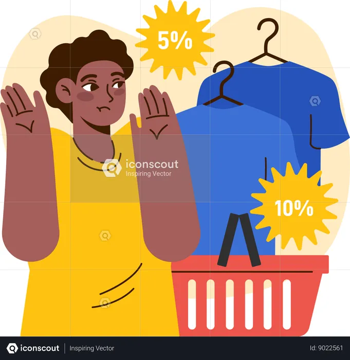 Boy getting clothes discount  Illustration