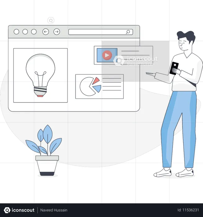 Boy Getting Creative business Idea  Illustration