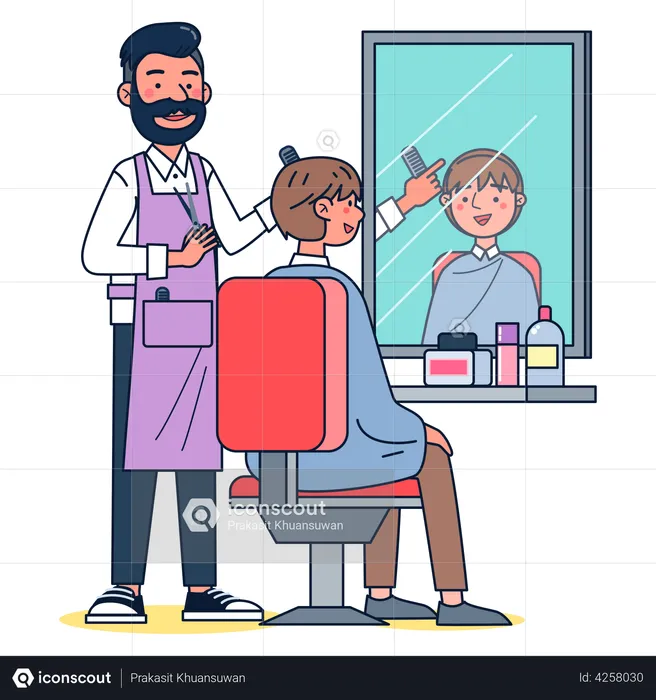 Boy getting hair cut  Illustration