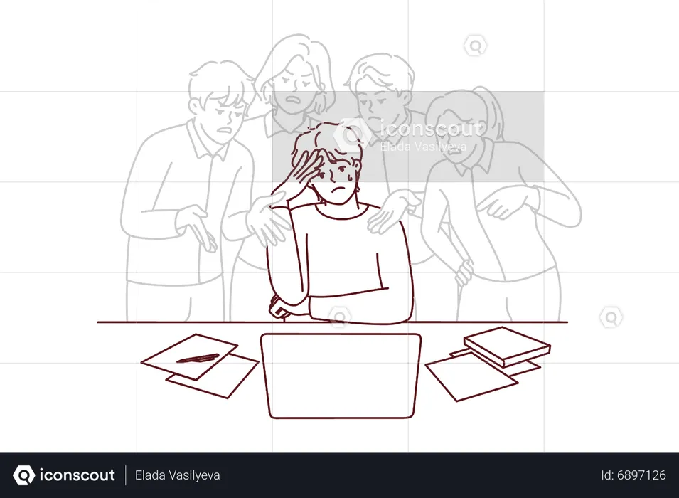 Boy getting harassed at work  Illustration