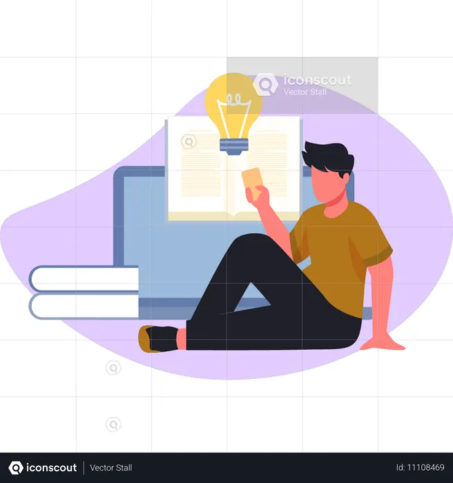 Boy getting learning ideas  Illustration