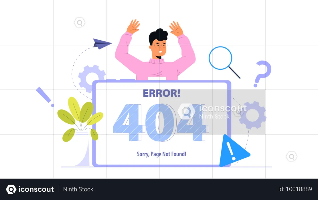 Boy getting website error  Illustration