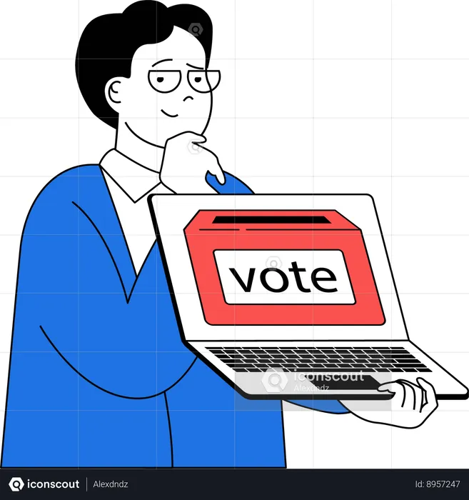 Boy gives online vote to party  Illustration
