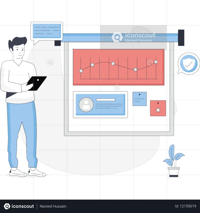Boy giving business presentation  Illustration