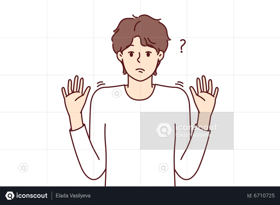 Boy giving confused gesture  Illustration