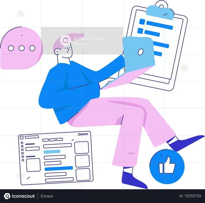 Boy giving online business briefing  Illustration